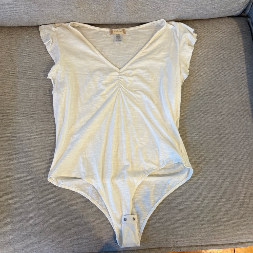 Altar'd State Cream V-Neck Bodysuit